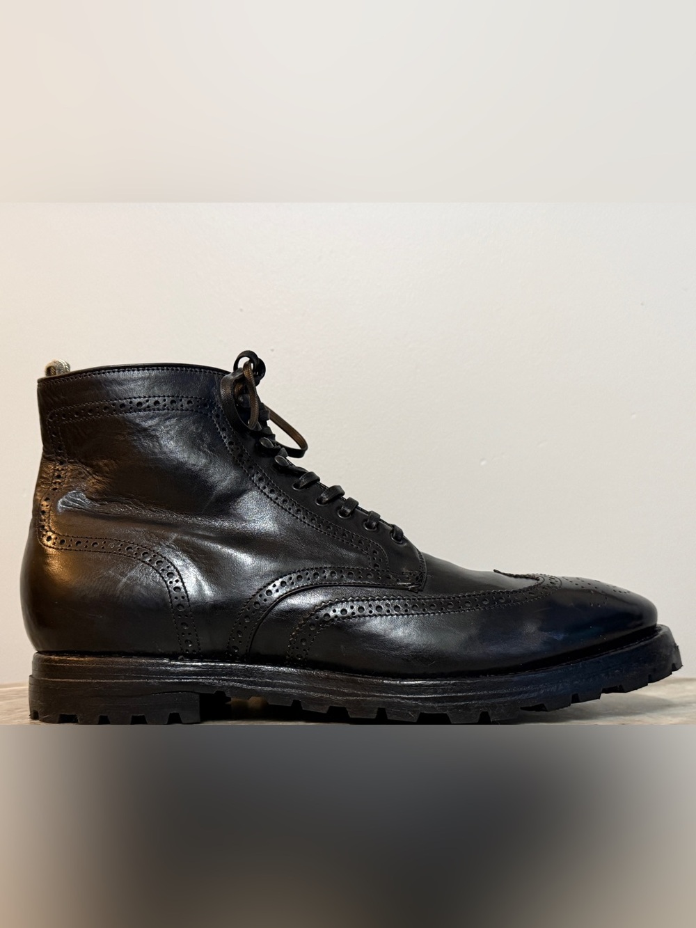 OFFICINE CREATIVE St Moritz Brogue Wingtip Ankle Boots Black Nero 43/10